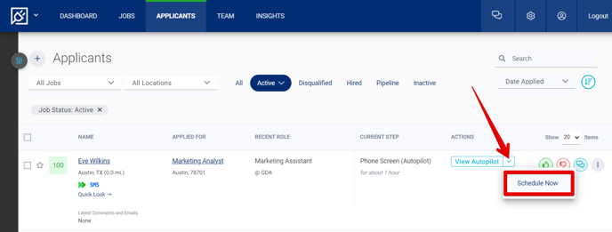 (23) Applicants Page (View Autopilot) (Schedule Now highlights)