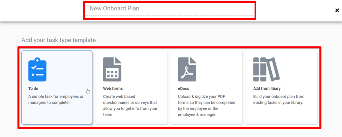 (3) Create Onboard Plan (Tile highlighted) (highlights)