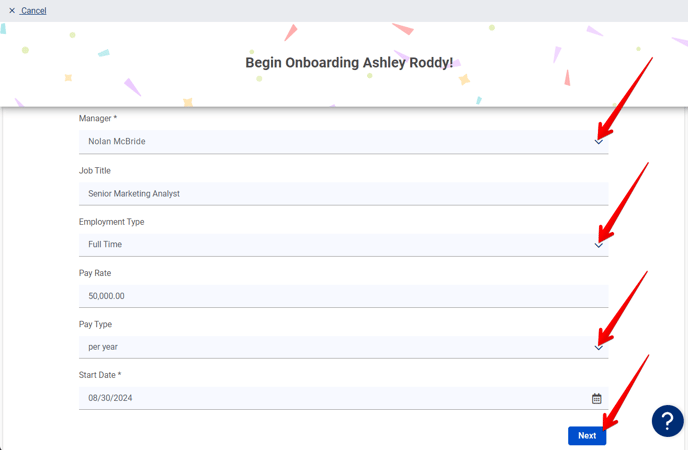 (32) Onboarding Form (Hiring Form) (Bottom) (arrows)