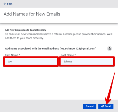 Add Names for New Emails drawer (highlights)