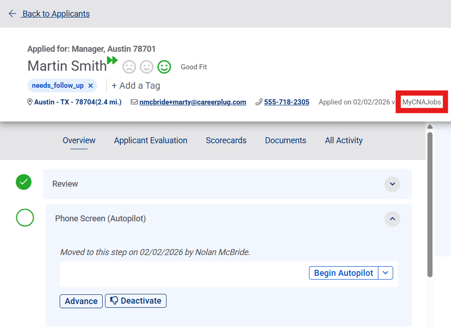 Applicant profile page (2.3.26) (myCNAjobs) (highlight)