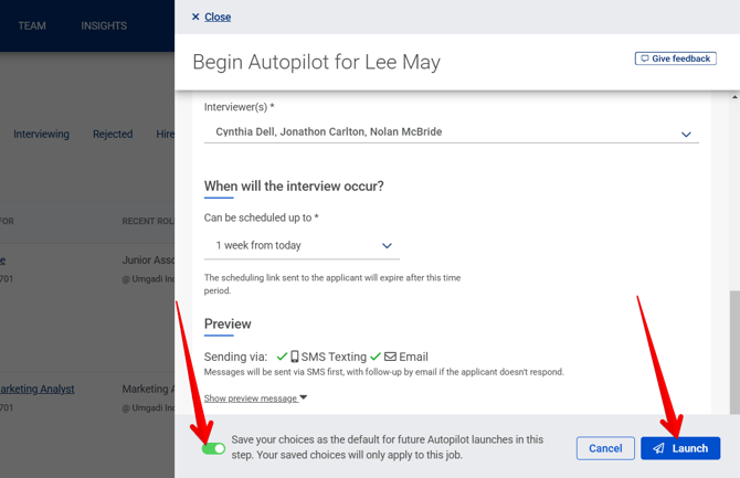 Begin Autopilot Drawer (Bottom) (AP Default toggle on) (highlights)