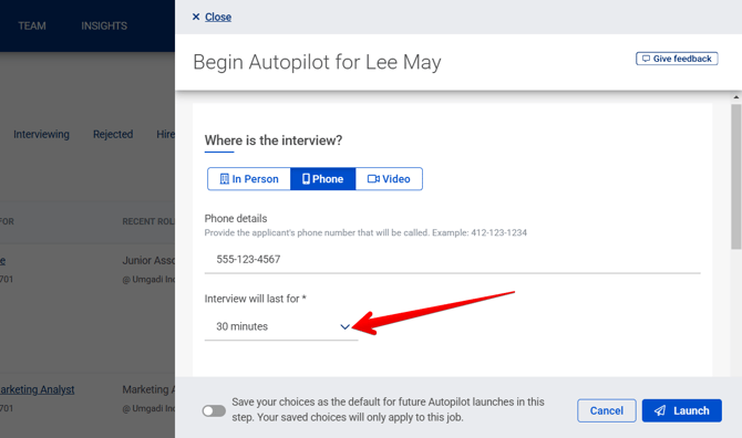 Begin Autopilot Drawer (Top) (Interview length arrow)