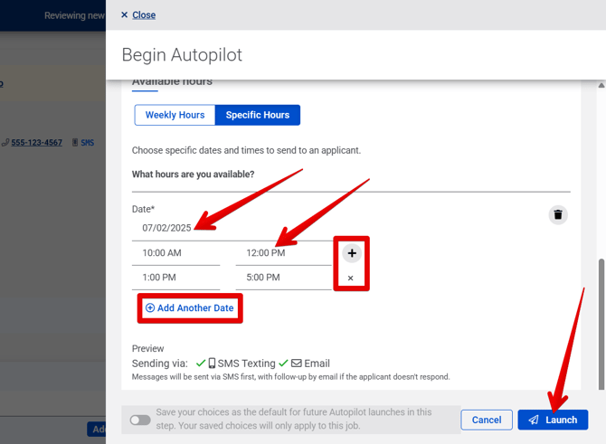 Begin Autopilot drawer (Bottom) (Specific Hours) (highlights)