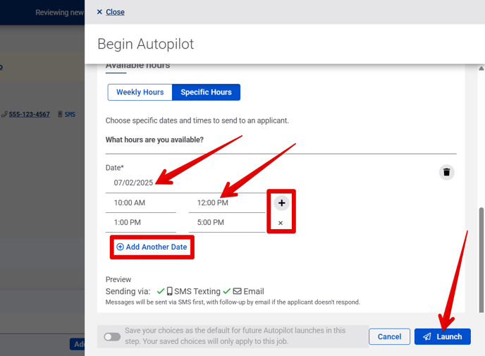 Begin Autopilot drawer (Bottom) (Specific Hours) (highlights)