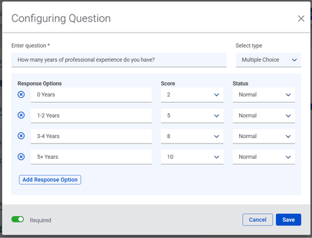 Configuring Question pop-up (1.15.26) (Fast track Status GIF)