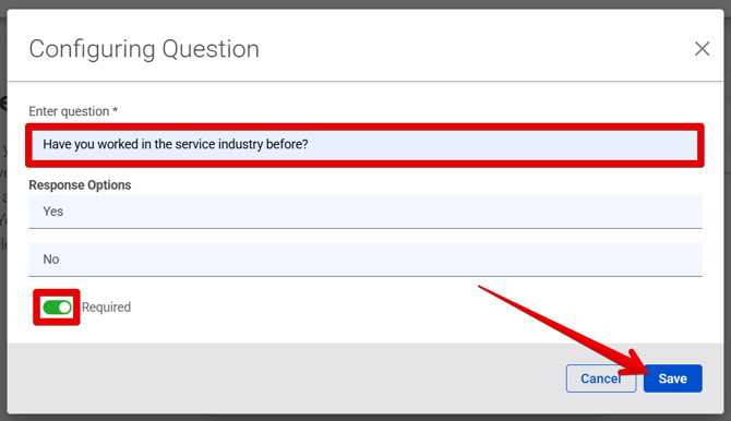 Configuring Question pop-up (YesNo) (5.2.25) (highlights)