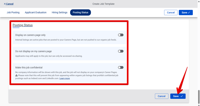 Create Job Template (1.7.26) (Posting Status) (highlights)