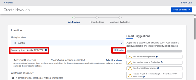 Create New Job - Job Posting (10.15.25) (No OB) (Location selected) (OA and Edit link highlights)