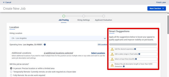 Create New Job - Job Posting (10.15.25) (No OB) (Location selected) (Smart Suggestions highlight)