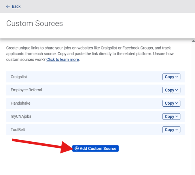 Sharing jobs to custom sources