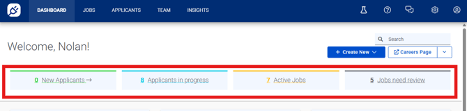 Dashboard showing navigate tiles, old