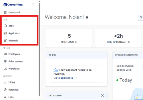 Dashboard (6.5.26) (NavEXP) (Left Nav crop) (Hire Tabs highlight)