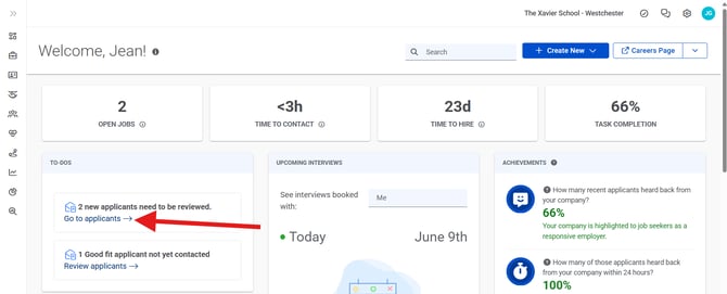 Dashboard (6.9.26) (NavCOL) (Standard) (Go To Applicants arrow)