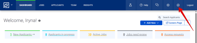 Dashboard (Iryna) (My Profile arrow)