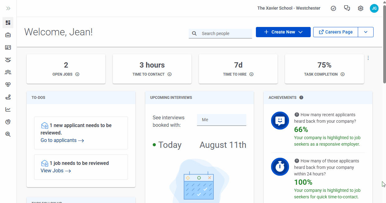 Dashboard to Hiring Tools, Prescreen Questions Gif
