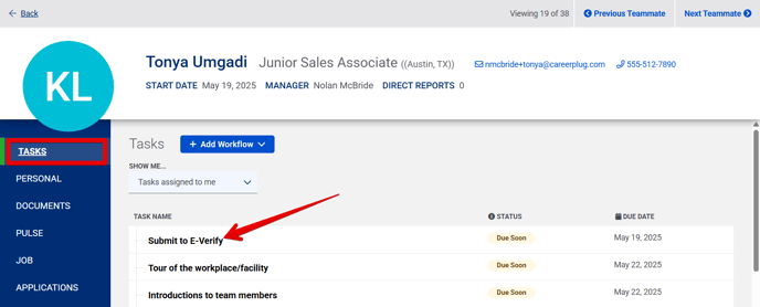Employee Profile (Tasks tab) (E-Verify Available) (highlights)-1