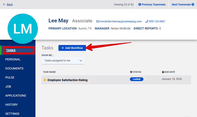Employee Profile (Tasks tab) (highlights)