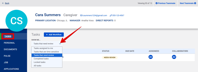 Employee Profile - Settings (11.26.25) (SwyftOps) (Manager Side of Task) (Show Me drop-down) (highlights)