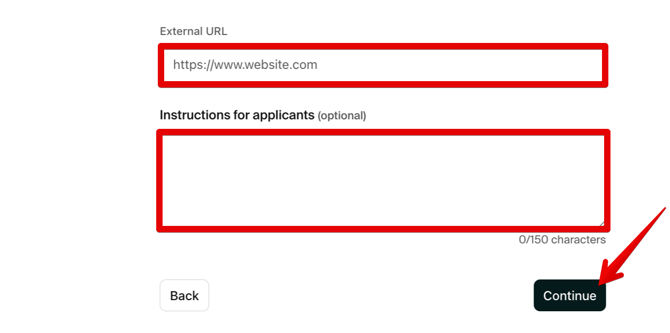 Handshake Application process page (cropped and highlighted)