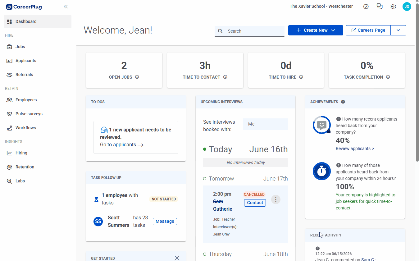 Hiring Insights, View Classic Reports, Source Analysis (Gif) (Nav Bar Expanded)