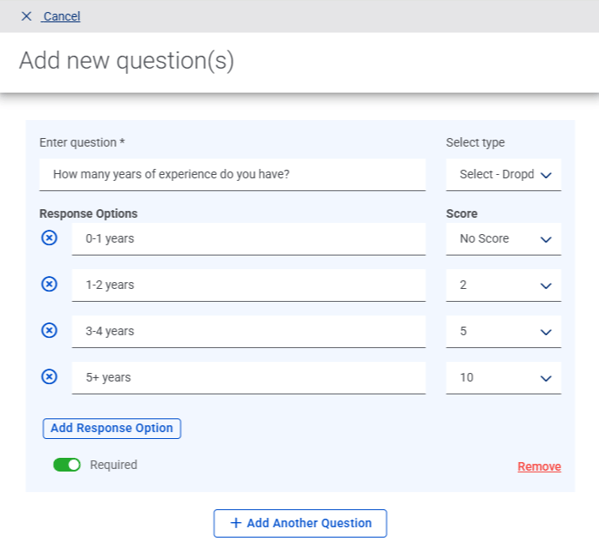 Interview Scorecard, Add New Question