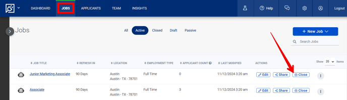 Jobs Page (2.4.25) (Jobs page + Close button highlights)