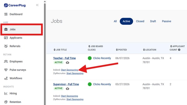 Jobs Page, Active, Sponsorship Available (Nav Bar Expanded) (Indeed highlight) (cropped)