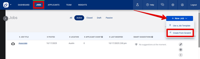 Jobs page (10.17.25) (New Job drop-down) (Create From Scratch highlights) (7)