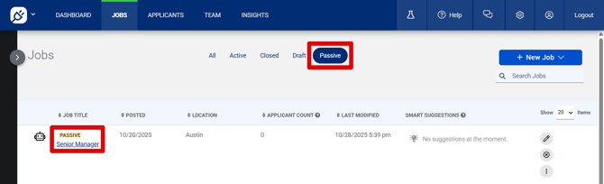 Jobs page (10.28.25) (Passive tab) (Passive post highlights)