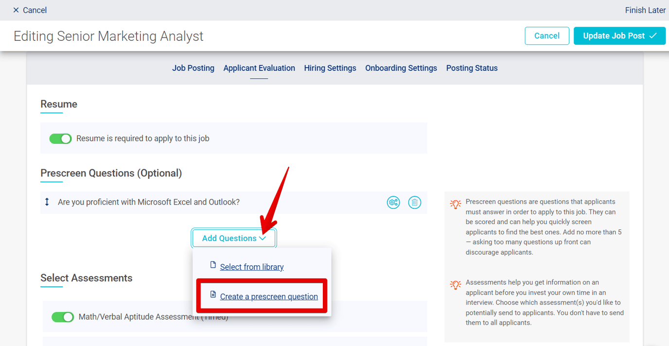Using prescreen questions