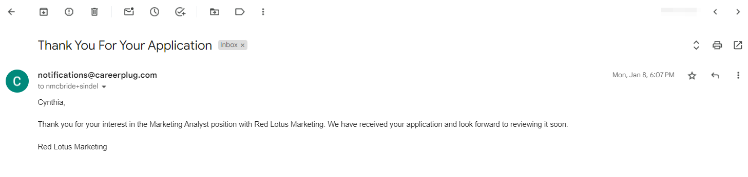 Sending applicants an automatic 