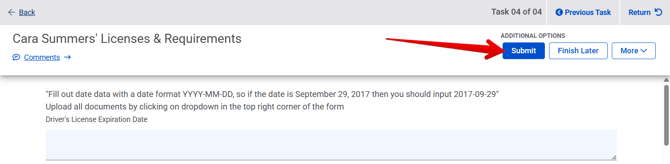 L&R Task page (Employee Side) (Submit)