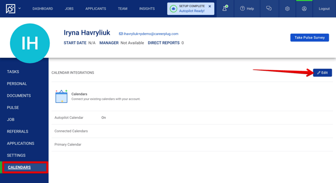 My Profile - Calendars tab (4.24.25) (test acct) (highlights)