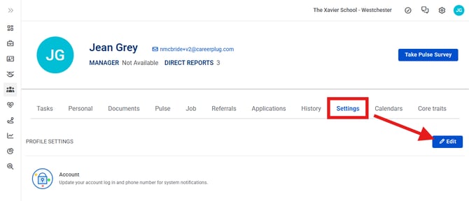 My Profile, Settings (Nav Bar Minimized) Pointed towards edit (6.11.26)