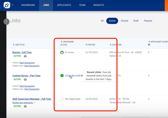 Job Visibility Status