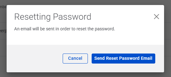Resetting Password Updated Popup