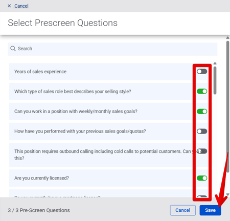 Select Prescreen Questions drawer (State Farm) (12.11.25) (highlight+arrow)