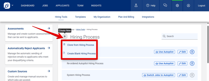Settings - Hiring Tools (Hiring Process) (11.12.25) (plus drop-down) (highlights)
