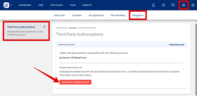 Settings - Integrations (Third Party Authorizations) (Set Up) (nav+stop arrow)