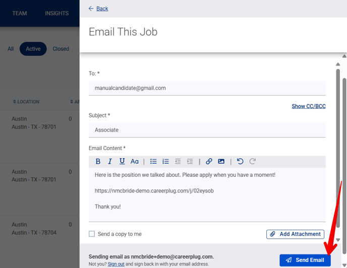 Share - Email Drawer (Manual Upload) (Send arrow)