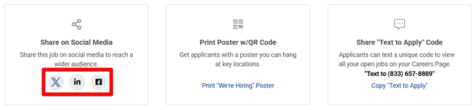 Share Job Modal (cropped and social highlighted)