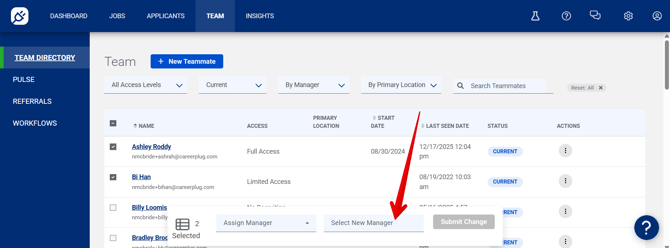 Team - Team Directory (1.21.25) (bulk select - Assign Mgr - Select New Mgr) (arrow)