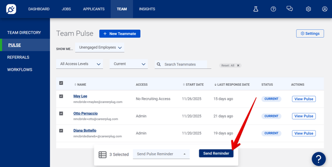 Team - Team Pulse (1.21.26) (Unengaged Employees +Send Pulse Reminder Selected) (arrow)
